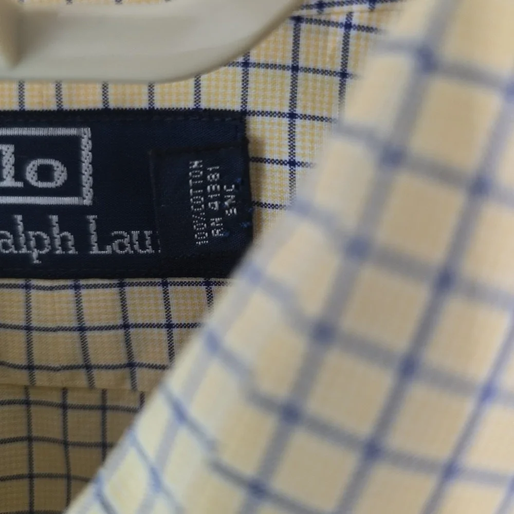 Polo Ralph Lauren  Classic‎ Fit Yellow Gingham Dress Shirt Preppy  16½